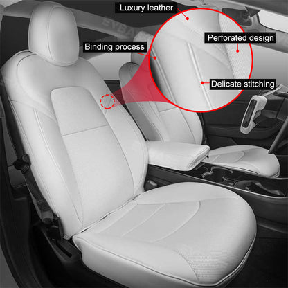 Model Y 3 Custom Seat Covers Cushion Breathable NAPPA Litchi Vegan Leather For Tesla