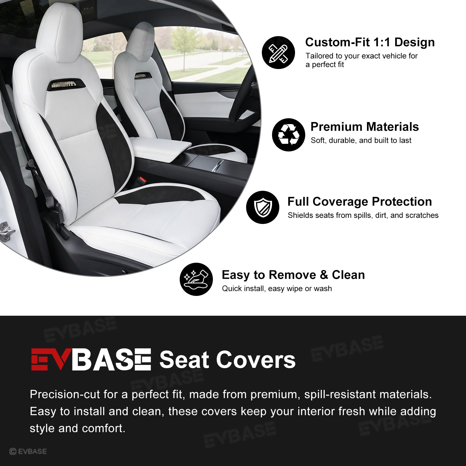 Model Y Juniper Seat Covers Plaid Sports Style Seat Protector Nappa Leather Full Set Airbag Compatible
