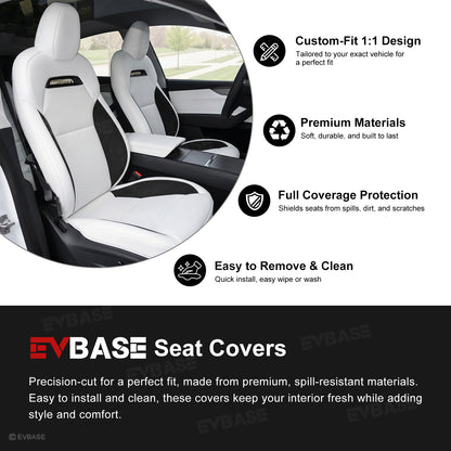 Model Y Juniper Seat Covers Plaid Sports Style Seat Protector Nappa Leather Full Set Airbag Compatible