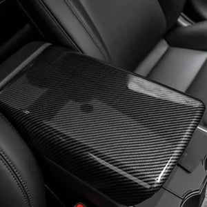 Tesla Model Y 3 Carbon Fiber Interior Accessories Central Control Armrest Box Cover