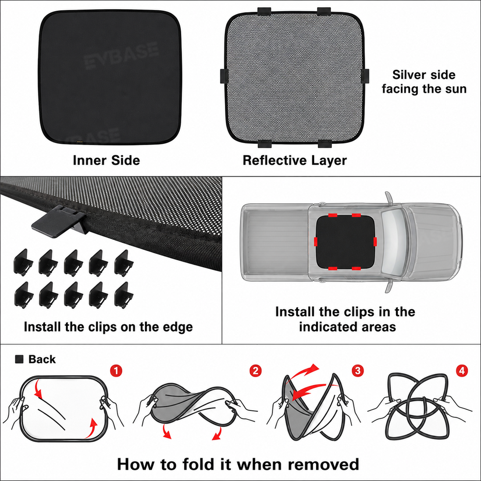 Roof Sunshade for Chevrolet Silverado EV RST/GMC Sierra EV Denali Reflective UV Heat Blocker Sun Protection Sun Visor