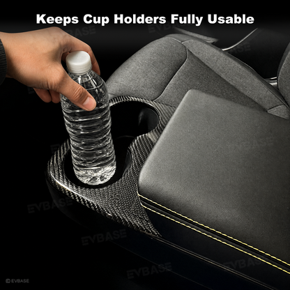 Model Y Juniper Standard Real Carbon Fiber Center Console Cup Holder Trim Cover Interior Protection Trim Panel