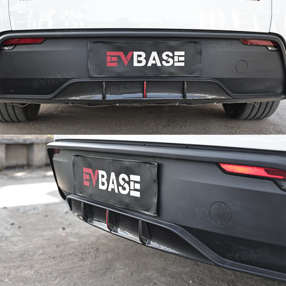 Model Y Juniper Rear Diffuser Real Carbon Fiber Bumper Lip Sport Style Red Trim for Tesla