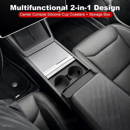 Model Y Juniper/ YL/ 3 Highland Silicone Center Console Cup Holder Insert Armrest Storage Organizer