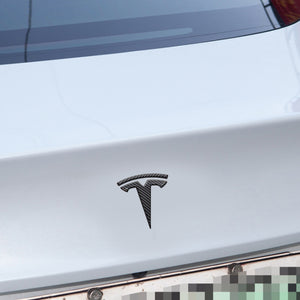EVBASE Model 3 Y Steering Wheel Front Trunk Rear Trunk Logo Real Carbon Fiber Cover Sticker Matte