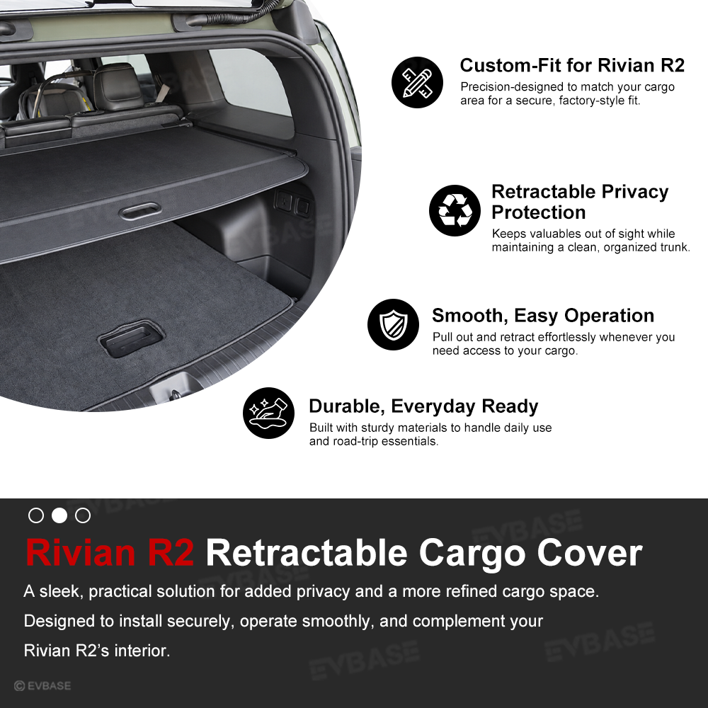 Cargo Cover for Rivian R2 Retractable Rear Trunk Cargo Shield Privacy Cover Security Shade