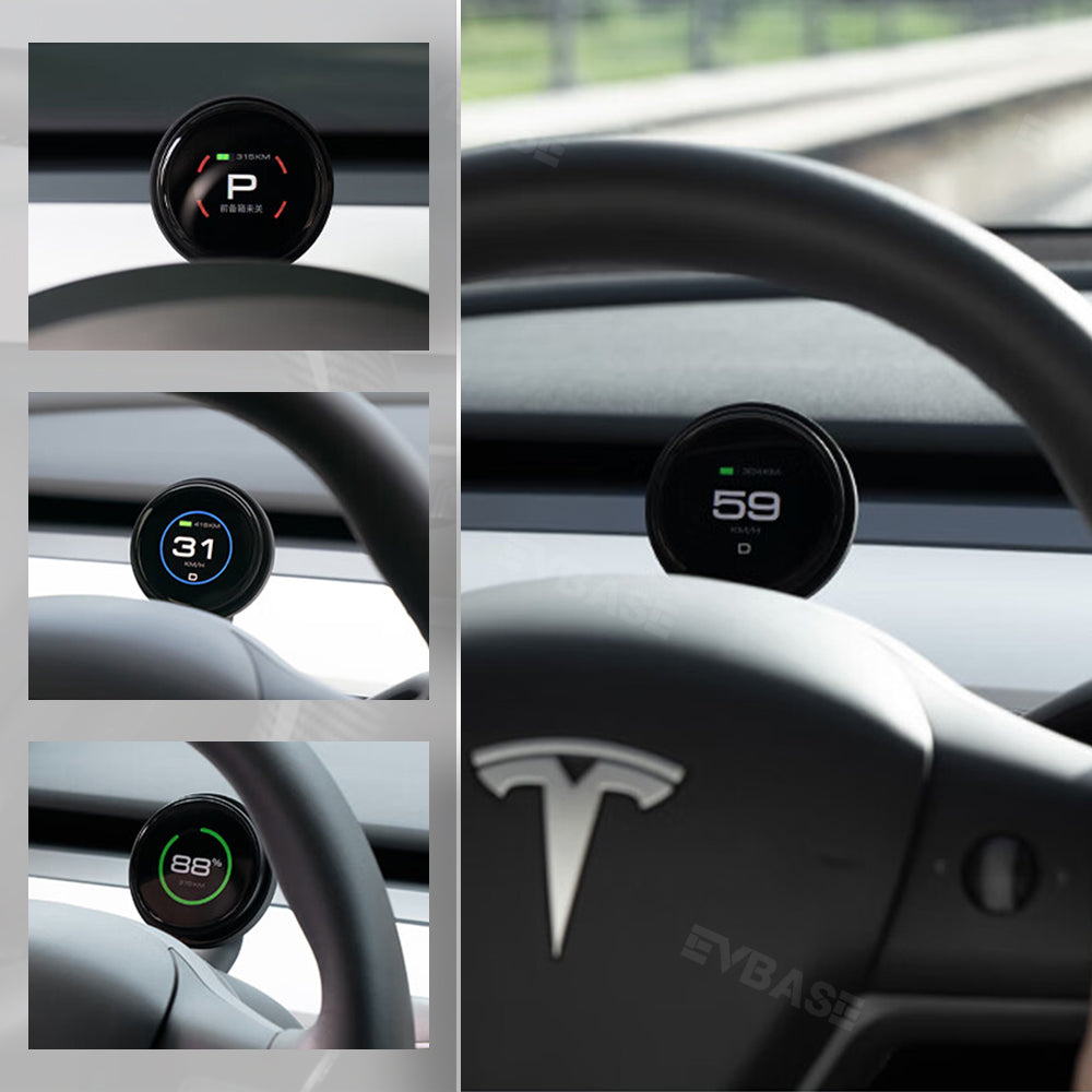 EVBASE Wireless Display HUD Magnetic for Model 3 Y 3 Highland With Rechargeable Phone Holder