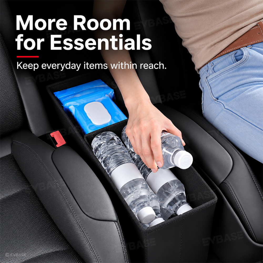 Model Y L Second-Row Center Aisle Storage Organizer Double-Layer Storage Box with Cup Holders