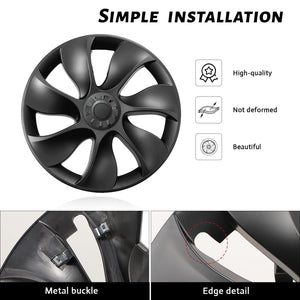 Model Y 19 inch Überturbine Wheel Cover Turbine Wheel Cap Model Y Matte Black 4PCS 2020-2024 Year