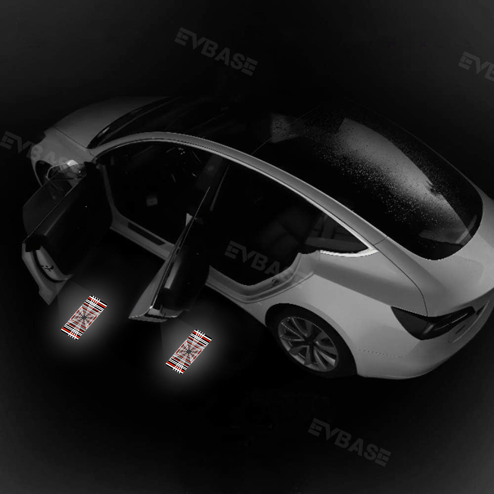 Door Plaid Projector Lights for Tesla Model 3 Y Ultra-Bright Tesla Puddle Lights Welcome Door Lamps