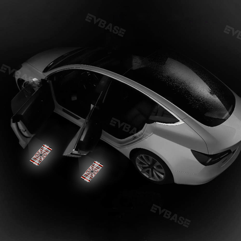 Tesla Door Plaid Projector Lights Model 3 Y Ultra-Bright Tesla Puddle -  EVBASE-Premium EV&Tesla Accessories