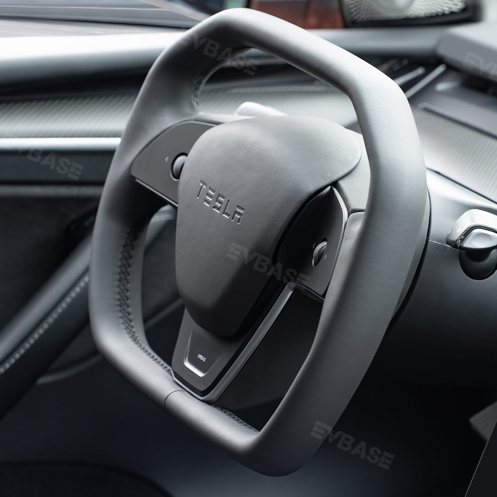 EVBASE Model 3 Y Yoke Steering Wheel Inspired By Cybertruck Style For Tesla