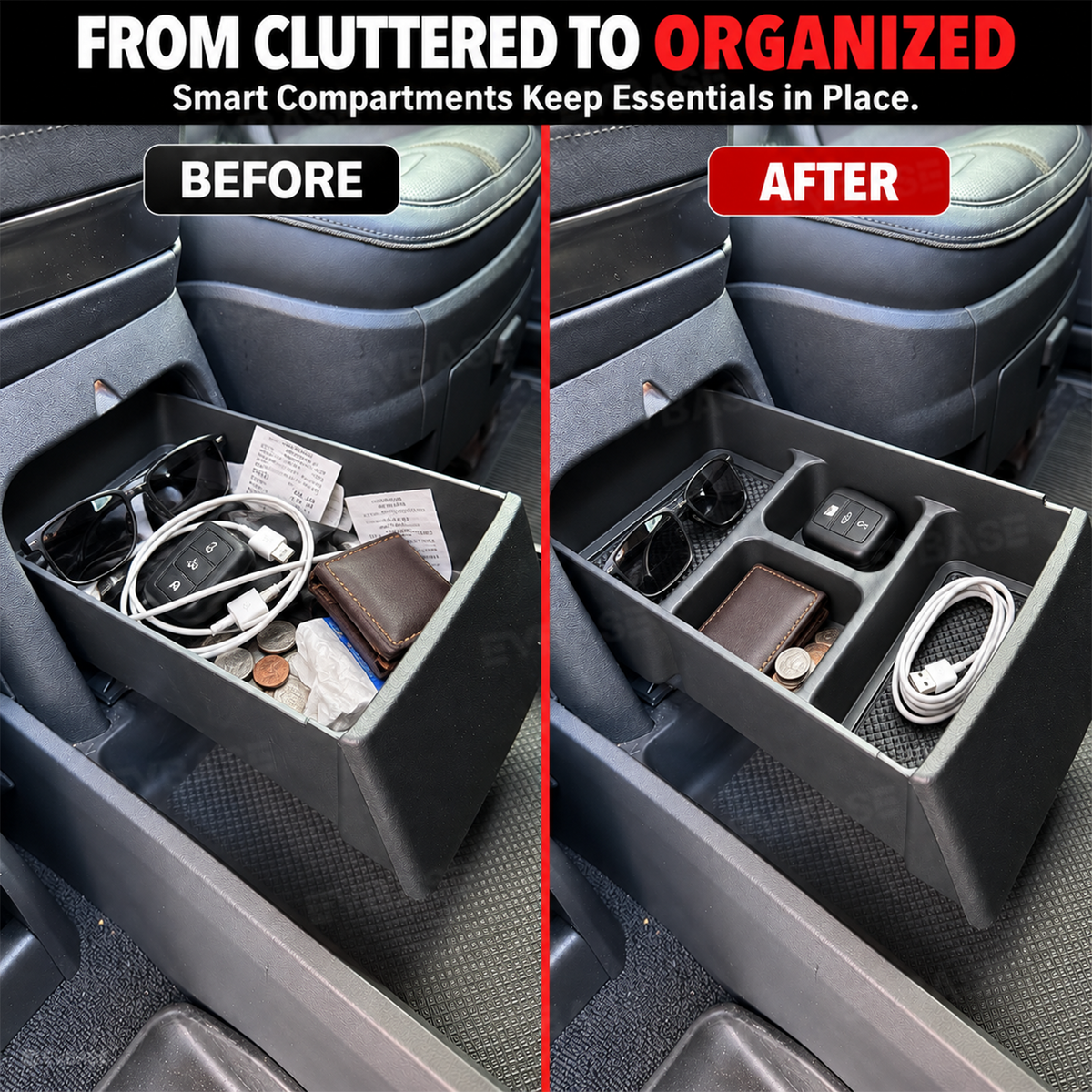 Center Console Lower Organizer Tray for Rivian R2 Pull-Out Storage Box Under-Armrest Organizer Interior Accessories