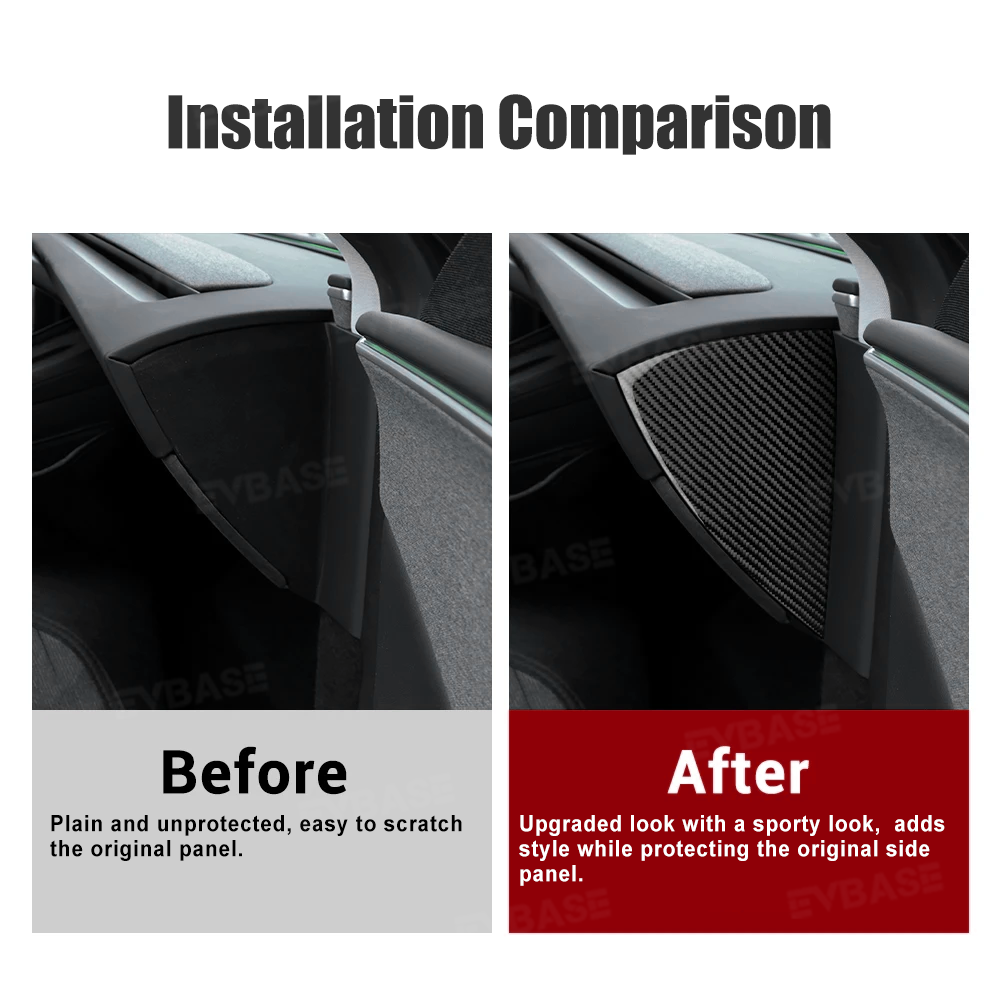 Model Y Juniper Dashboard Side Panel Trim Cover Real Carbon Fiber Front Door Slot Overlay