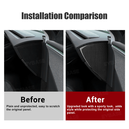 Model Y Juniper Dashboard Side Panel Trim Cover Real Carbon Fiber Front Door Slot Overlay
