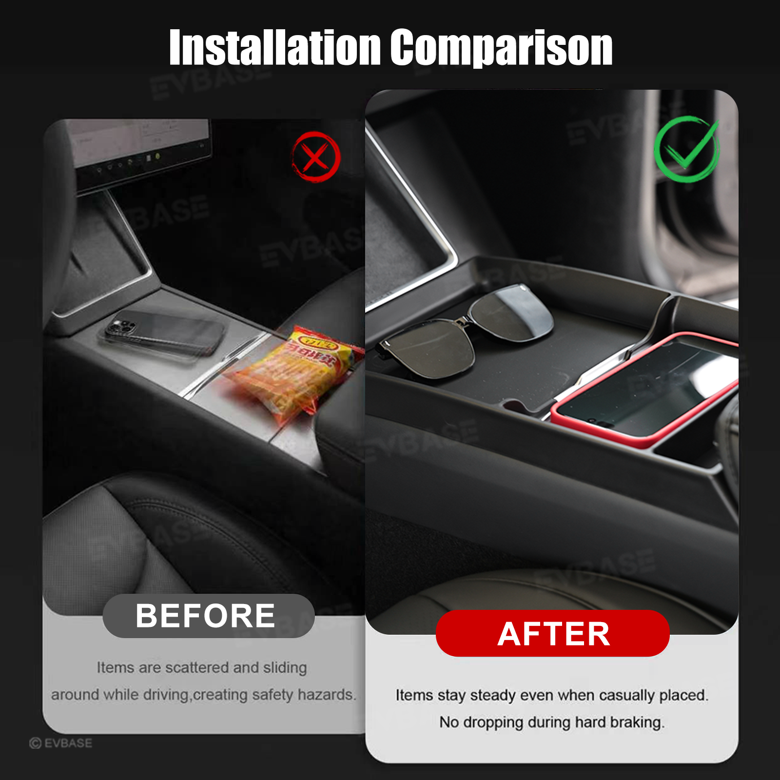 Model Y/ YL/ 3 Center Console Organizer Anti-Slip Center Console Storage Tray Interior Storage Accessories