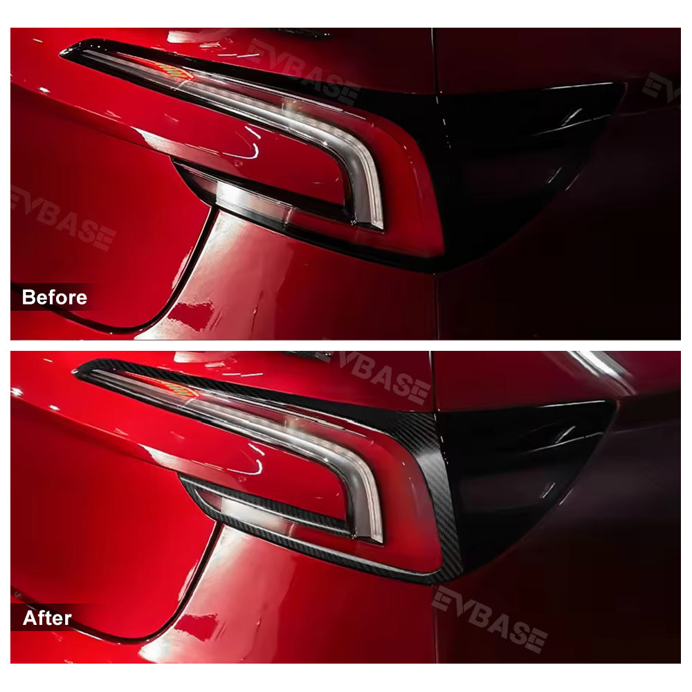 EVBASE Model 3 Highland Rear Tail Light Cover Real Carbon Fiber Overlays Frame Decorative Trim For Tesla