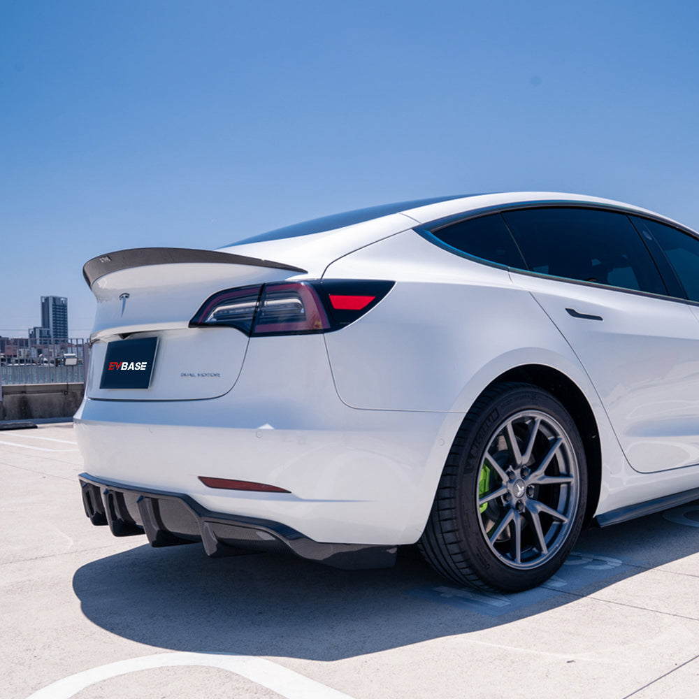 EVBASE Tesla Genuine Carbon Fiber Model 3 Y Rear Spoiler Trunk Huge Spoiler Wing