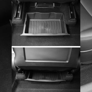 EVBASE Tesla Model Y debajo del asiento Organizador de caja de almacenamiento TPE Bandeja oculta Modelo Y Accesorios interiores Accesorios