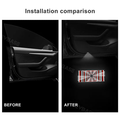 Door Plaid Projector Lights for Tesla Model 3 Y Ultra-Bright Tesla Puddle Lights Welcome Door Lamps