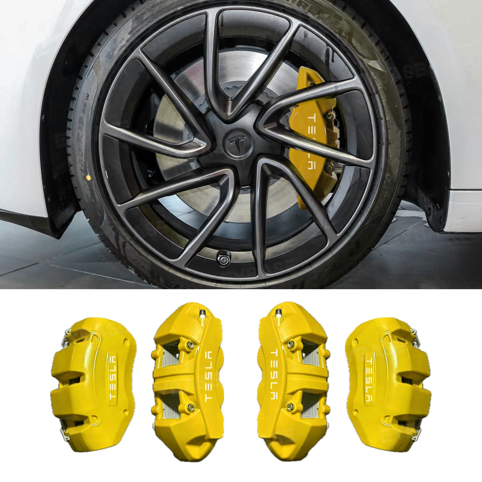 Model 3/Y Silicone Brake Caliper Covers Front and Rear Slip-On Caliper Protector Set Performance Look & No Wheel Removal
