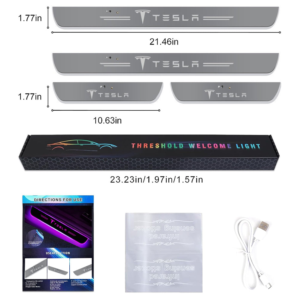 EVBASE Tesla Door Sill Protector Model 3 Y Carbon Fiber Texture Door Sill  Scuff Plate Front Rear Guard (Set of 4)
