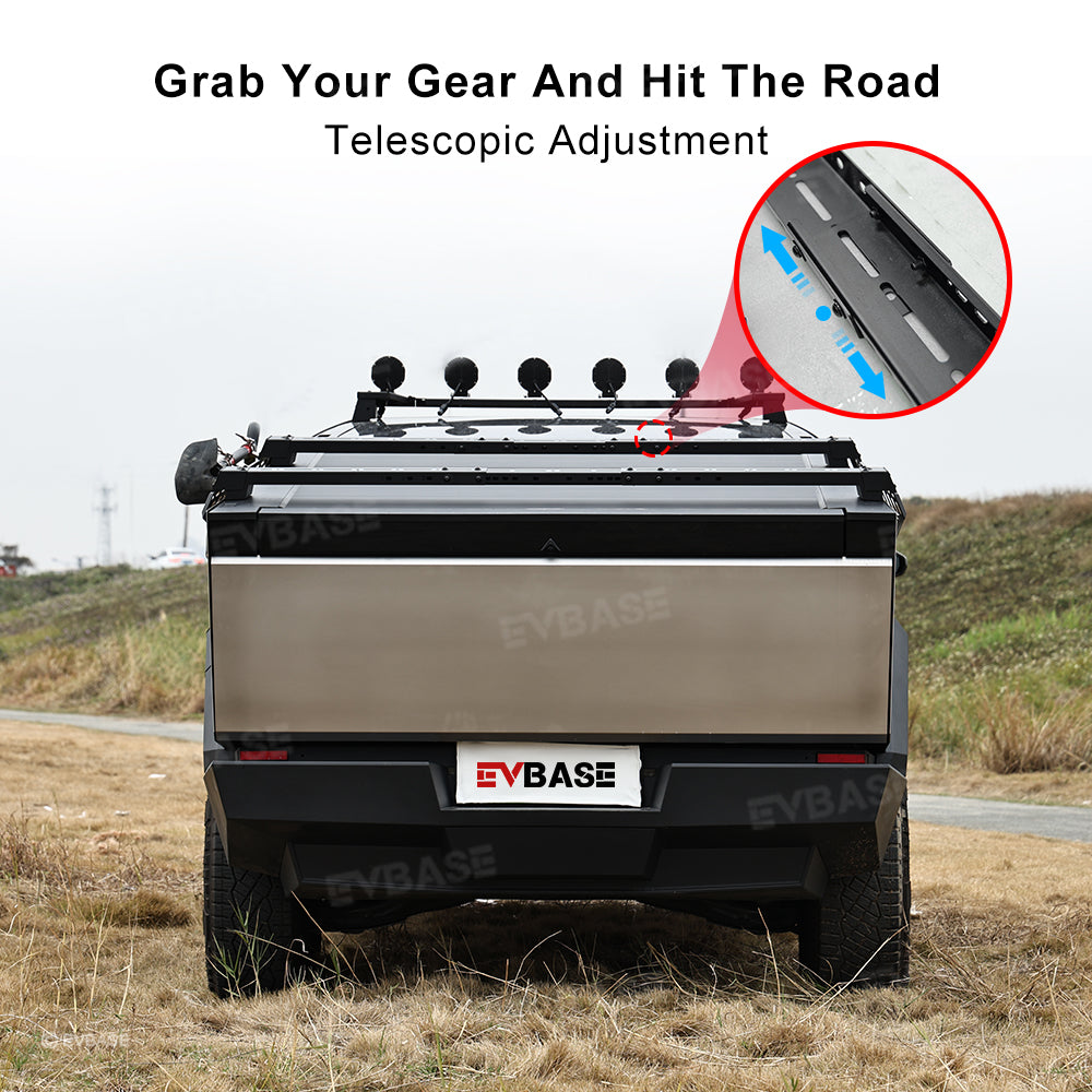 Cybertruck Telescoping Roof Rack Crossbar With Molle Panel 3.0 Modular Roof Platform Cargo Rack System