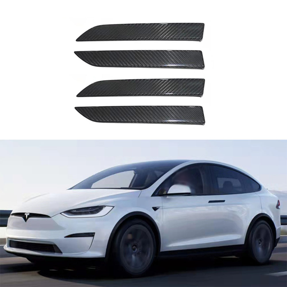 Tesla Model X Side Door Handle Covers Real/Genuine Dry Carbon Fiber Tesla  Door Handle Finish 4Pcs