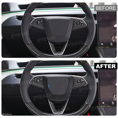 Model 3 Highland Steering Wheel Airbag Carbon Fiber Cover Frame for Tesla Interior Trim