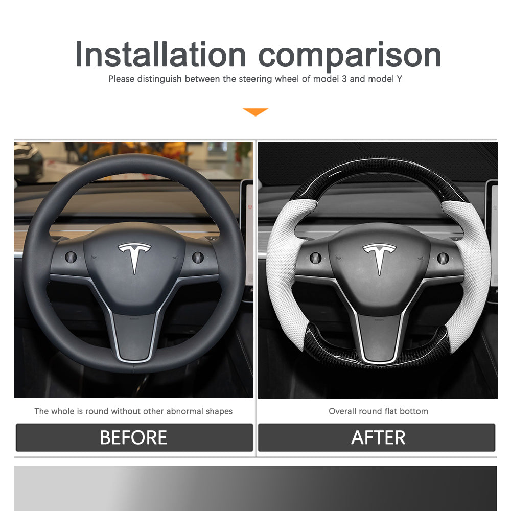 EVBASE Personalizado Volante de Fibra de Carbono Modelo 3 y Tesla Accesorios