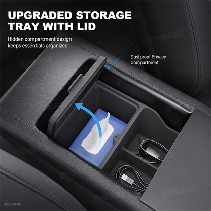 Model Y Juniper/ 3 Highland Silicone Center Console Organizer Armrest Storage Tray with Lid