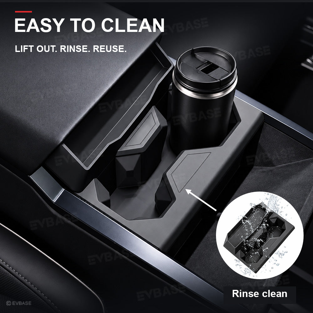 Cybertruck Center Console Cup Holder Insert 2.0 Silicone Cup Holder Drink Organizer with Glasses Holder