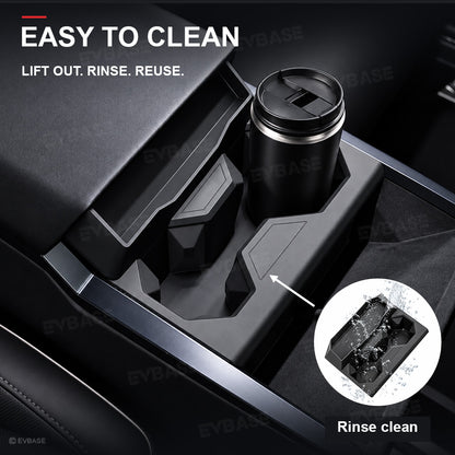 Cybertruck Center Console Cup Holder Insert 2.0 Silicone Cup Holder Drink Organizer with Glasses Holder