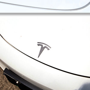 Tesla Emblem Sticker for Front Trunk/Rear Trunk Logo Decal Cover Real Carbon Fiber