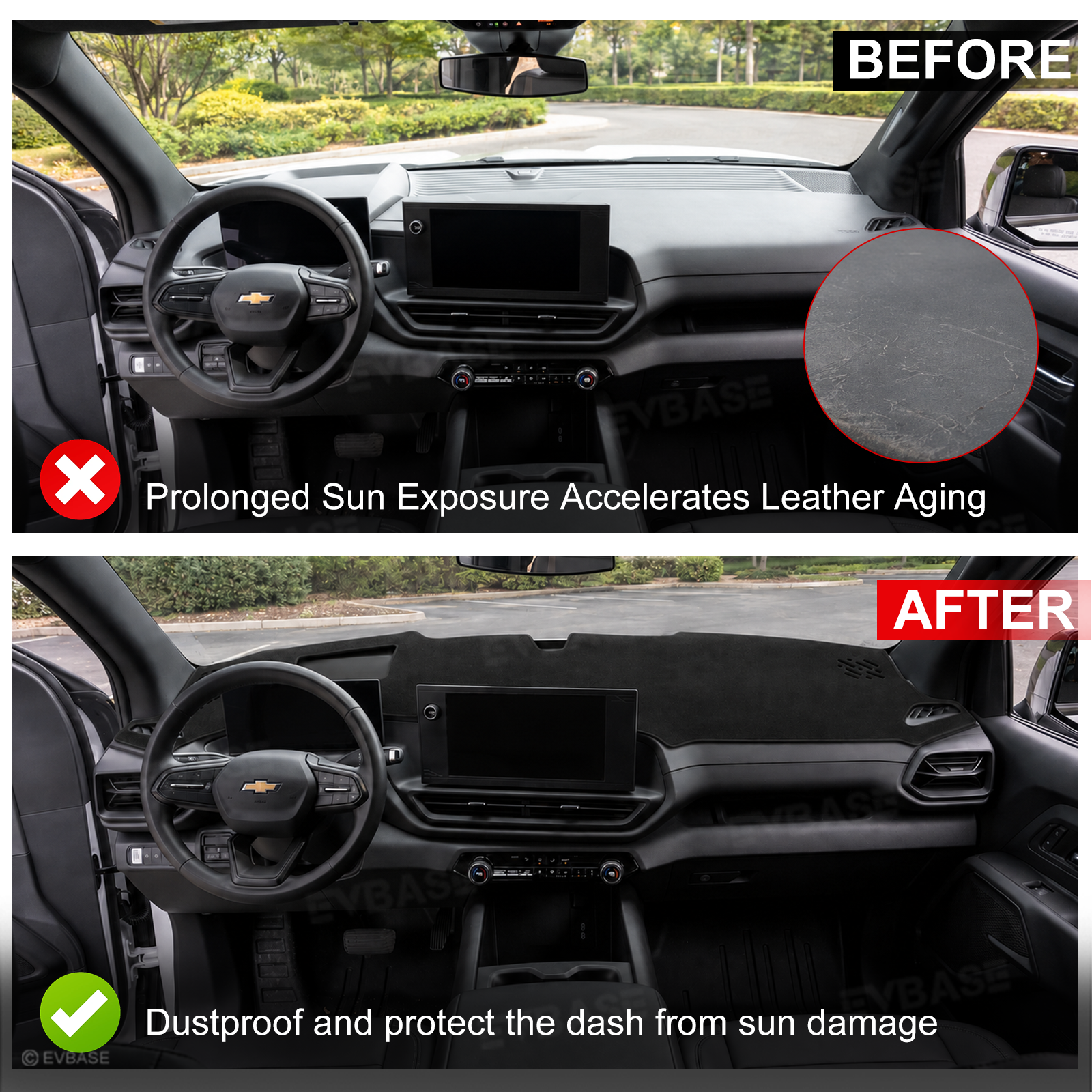 Dash Cover for Silverado EV Suede Dashboard Mat Non-Slip Carpet Sunshield Glare UV Rays Protector