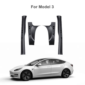 EVBASE Tesla Door Sill Protector Model 3 Y Carbon Fiber Door Sill Scuff Plate Front Rear Guard (Set of 4)