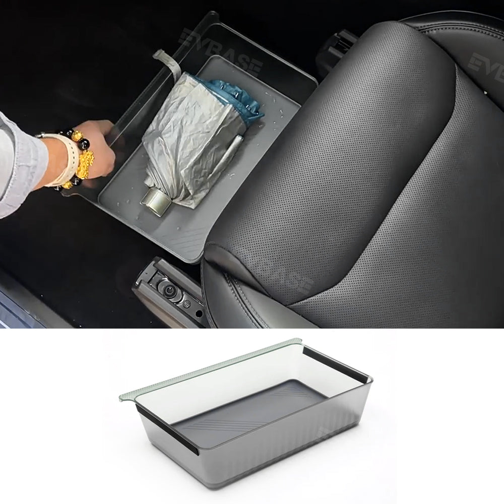 EVBASE Tesla Model X Underseat Storage Box Hidden Organizer Tray Bin