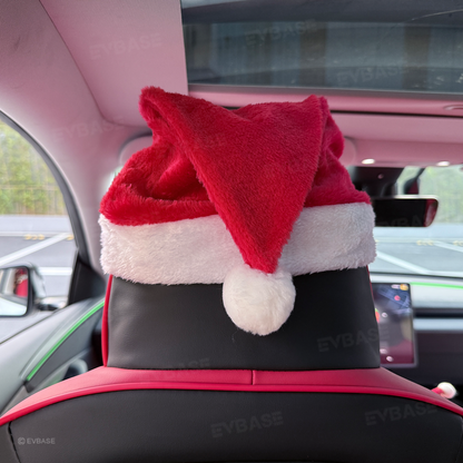Christmas Holiday Car Decor Headrest Hat LED Christmas Wreath Lighted Snowman Plush Figurines 3D Xmas Emblem Stickers for Tesla