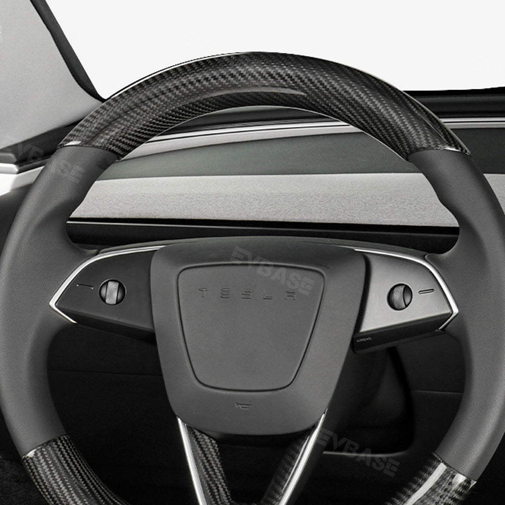 Model Y Juniper Steering Wheel Covers Real Carbon Fiber Grip Upper Lower Parts Overlay for Tesla