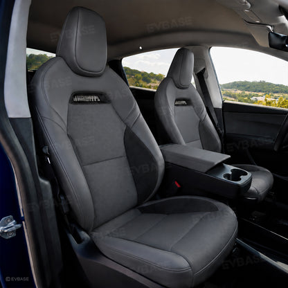 Model Y Juniper Standard Seat Covers Plaid Sports Style Seat Protector Nappa Leather Full Set Airbag Compatible