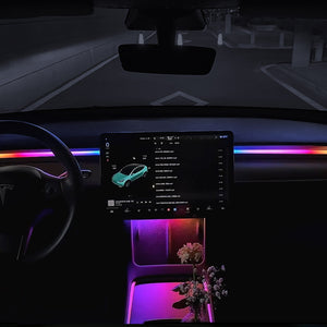 Tesla Model 3 Y Interior Ambient Light Under Screen Dashboard Light Music Sync