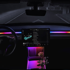 Tesla Model 3 Y Interior Ambient Light Under Screen Dashboard Light Music Sync