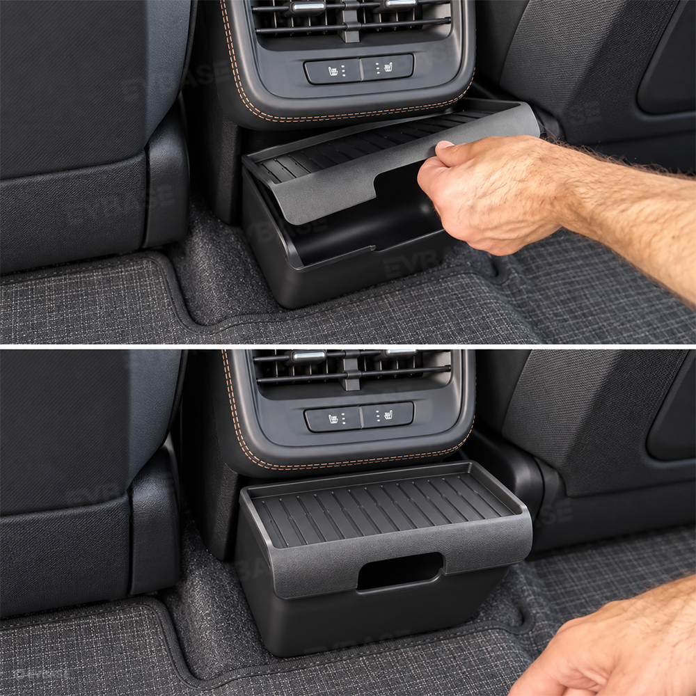 Rear Center Console Storage Box for Rivian R2 Rear Seat Organizer Trash Can