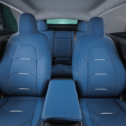 Model 3 Y Seat Covers NAPPA Leather All-Inclusive Breathable Seat Protector All Set Teal Blue For Tesla