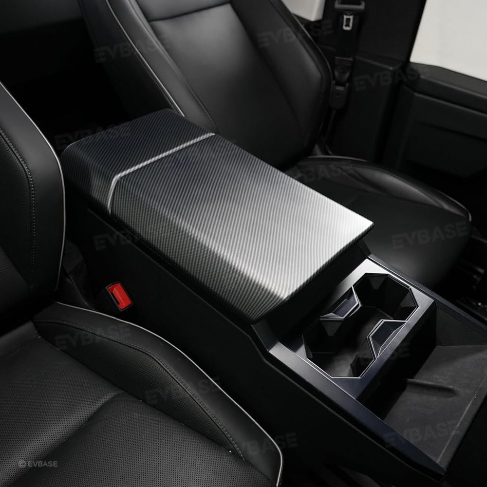Cybertruck Armrest Cover Rear Screen Frame Cover ABS Carbon Fiber Style Center Console Protective Trim Overlay