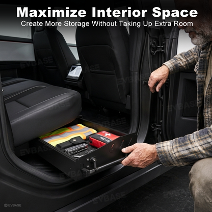 Cybertruck Rear Under-Seat Gear Tunnel Slide Tray Sliding Under-Seat Hidden Storage Drawer