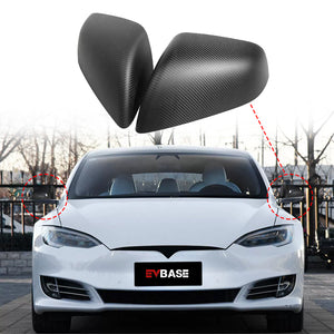 EVBASE Tesla Model X S Real Carbon Fiber Side Mirror Cover Anti-Scratch Model X S Exterior Accessories