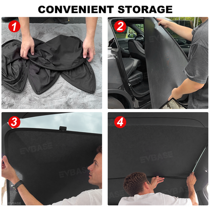 Model Y L Glass Roof Sunshade Ice Crystal Sunroof Shade Foldable Heat Reflective Sun Visor