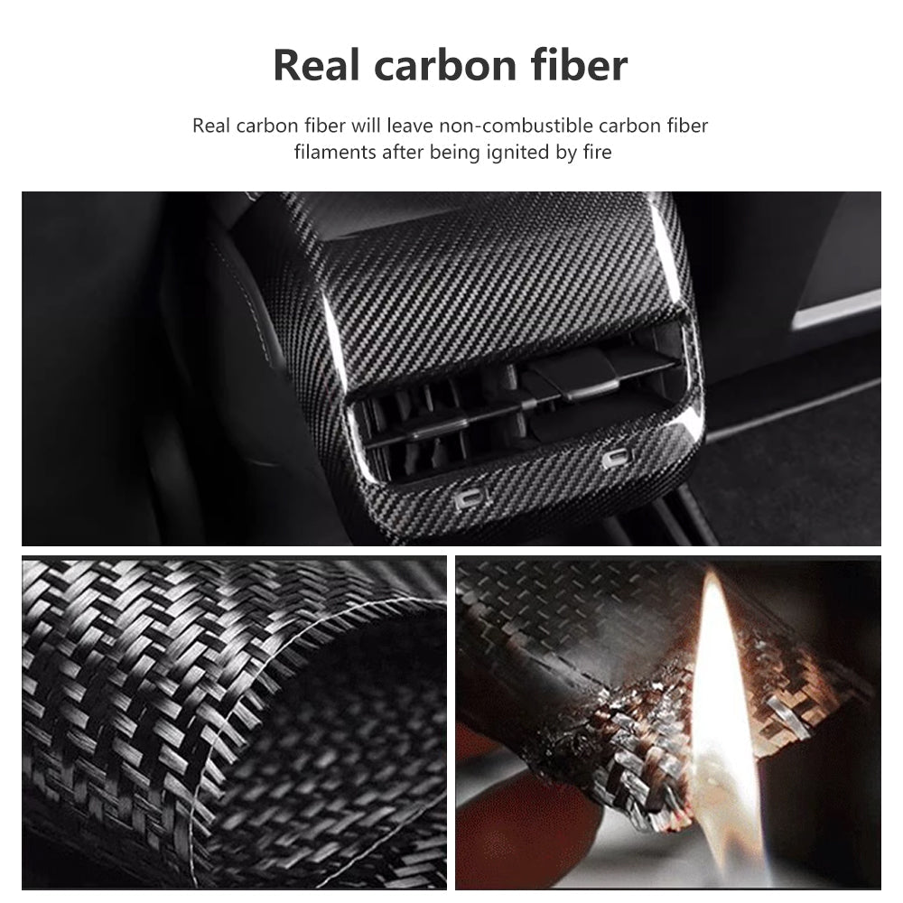 Model Y 3 Carbon Fiber Interior Accessories Rear Air Outlet Vent Cover Genuine for Tesla