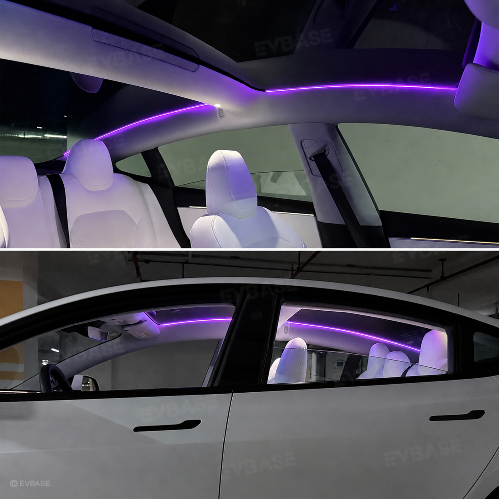 Model Y Juniper/ 3 Highland Roof Ambient Lighting 2.0 Sunroof Streamer Lights with Factory Screen Control